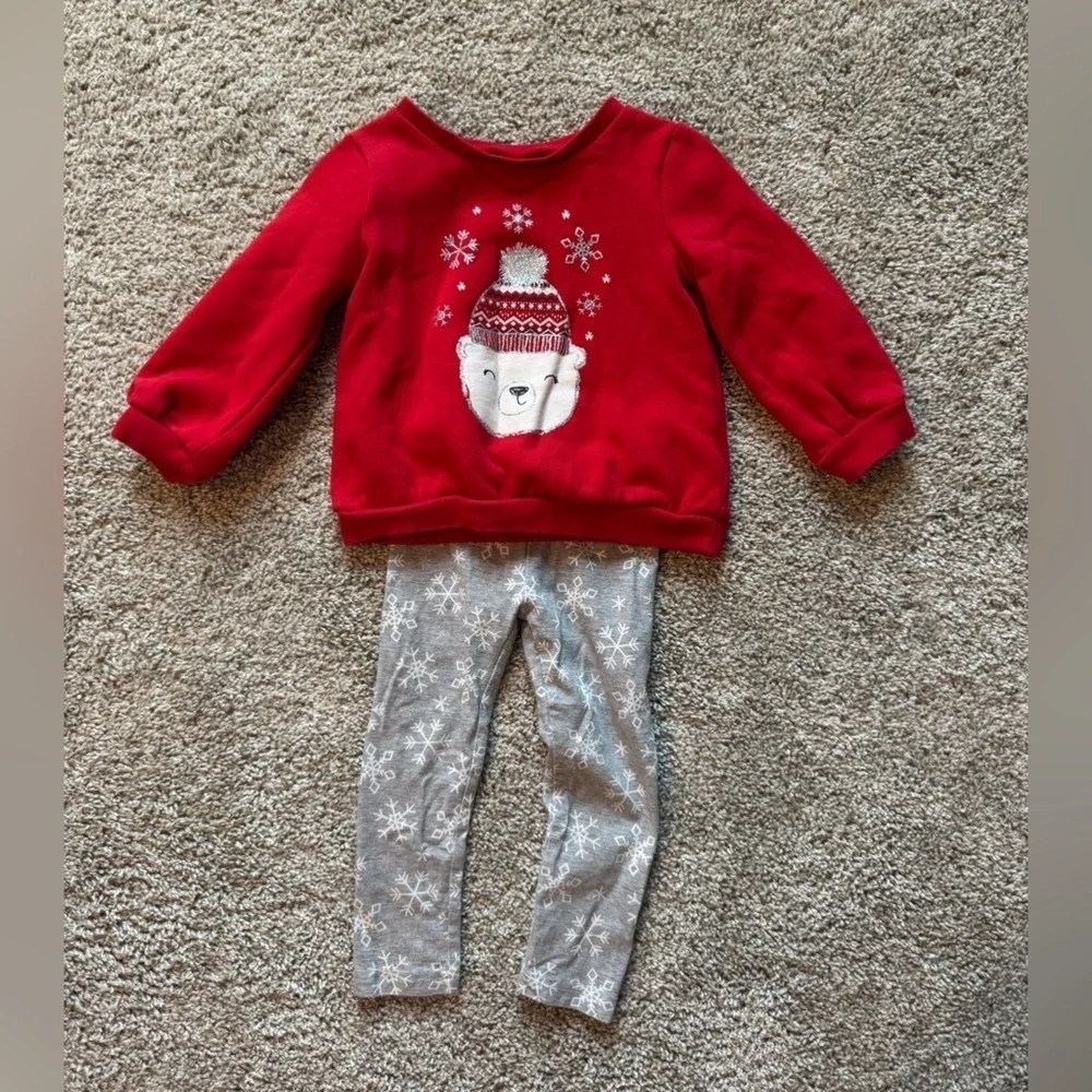 Baby Girl Carter's 2-Piece Polar Bear Fleece Top & Leggings Set size 9 Months